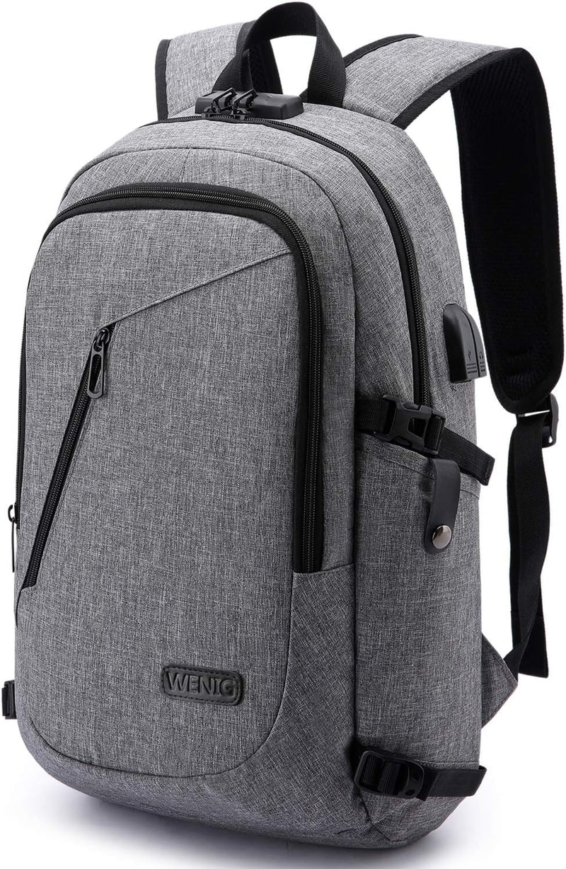 WENIG Laptop Rucksack Herren Anti-Diebstahl Laptoptasche 15.6 Zoll für Arbeit mit USB Ladeanschluss