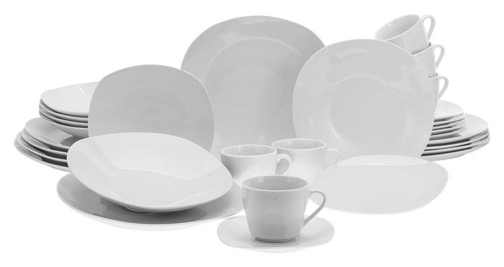 CreaTable 18028, Serie Square weiss, Geschirrset Kombiservice 30 teilig