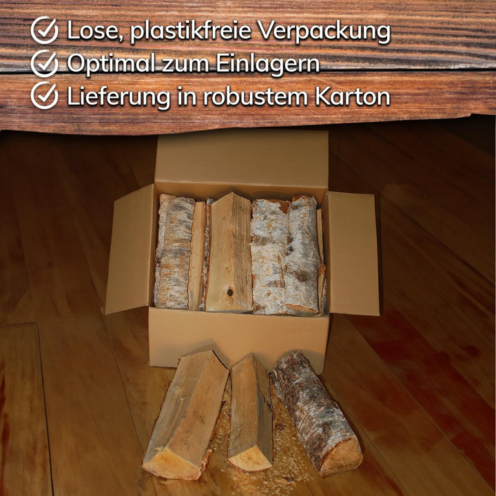 Landree® BIRKE 16Kg Kaminholz, Brennholz, Feuerholz, ofenfertig, ca 30cm Scheitlänge direkt vom Fami