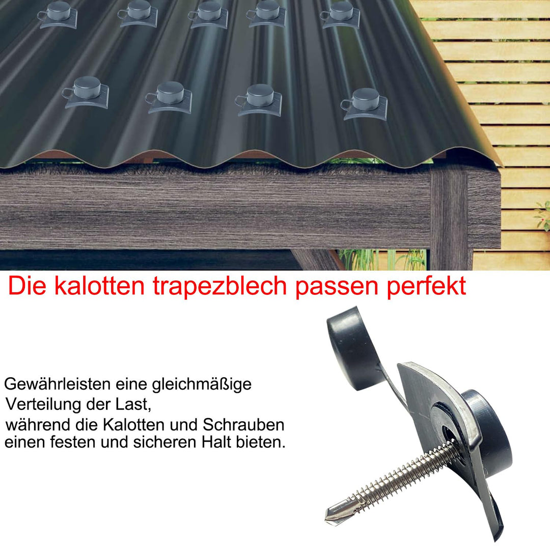 Kalotten Wellplatten Befestigungsmaterial 100stk Abstandhalter Wellplattenmontage mit Schrauben zur