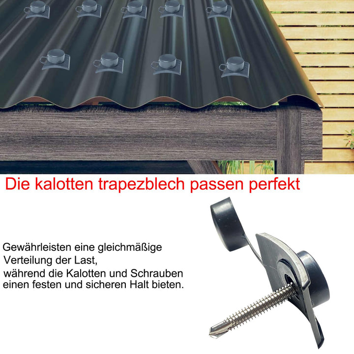 Kalotten Wellplatten Befestigungsmaterial 100stk Abstandhalter Wellplattenmontage mit Schrauben zur