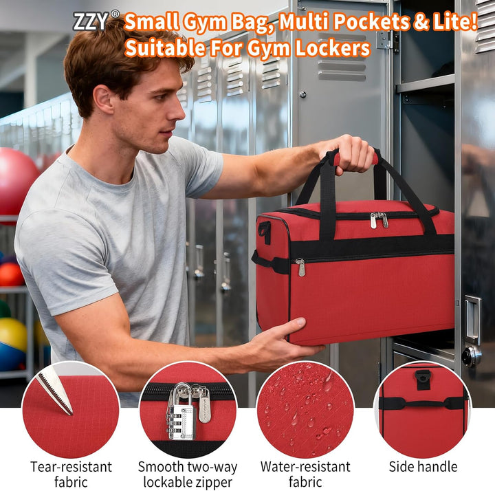 ZZY 20L Sporttasche Klein, Rot, 40x20x25cm | Trainingstasche, Fitnesstasche für Weekender Reisetasch