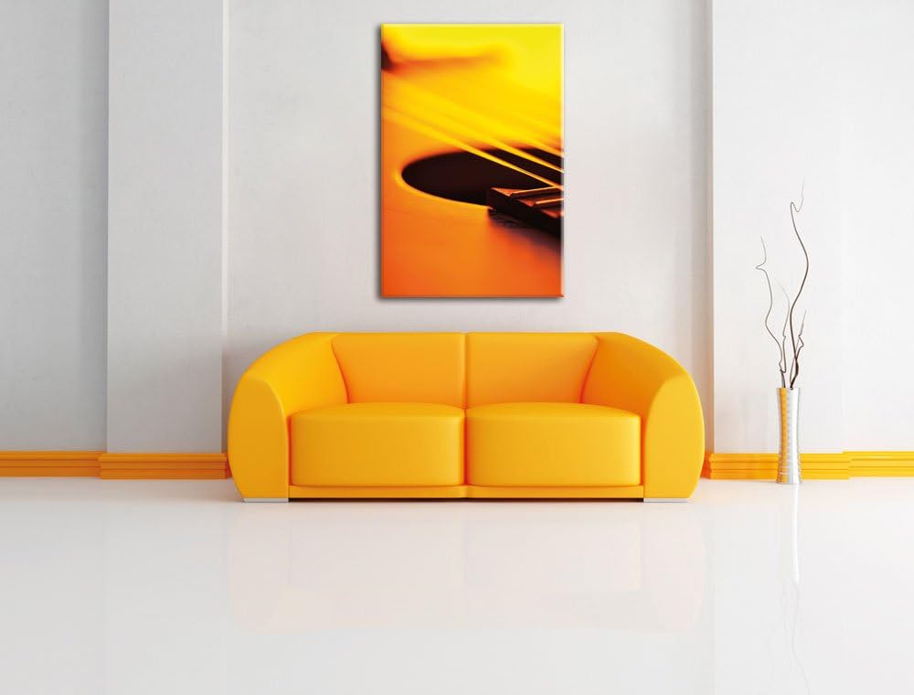 Pixxprint Gitarrensaiten, Format: 100x70 auf Leinwand, XXL riesige Bilder fertig gerahmt mit Keilrah