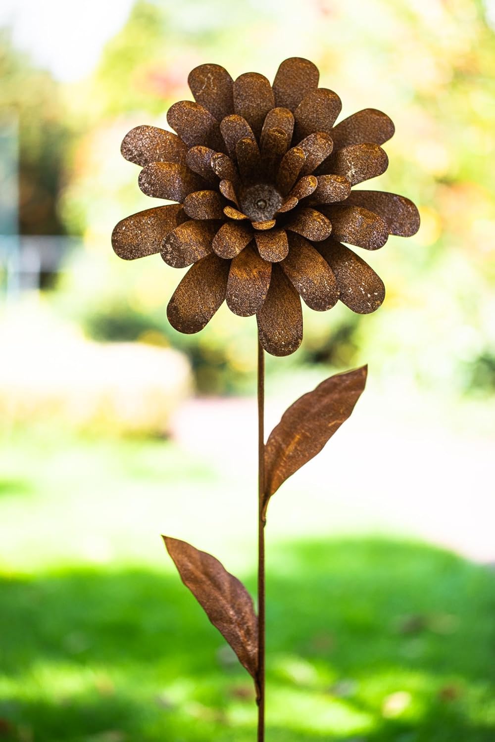 Bornhöft Gartenstecker Blume Metall Rost Gartendeko Edelrost Dahlie Garten Deko Dekoration 116cm Ros