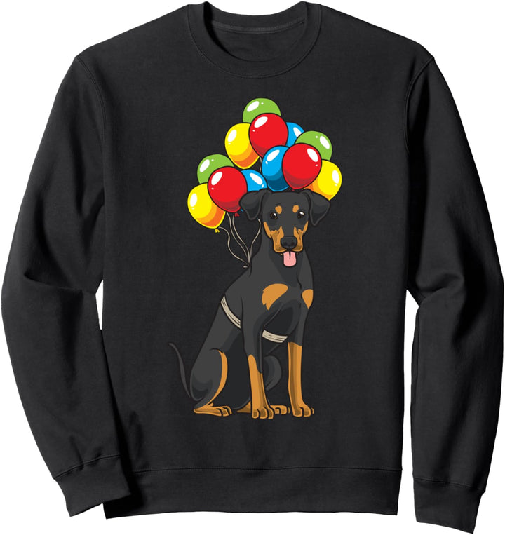 Deutscher Pinscher Hund mit Luftballons lustig Sweatshirt
