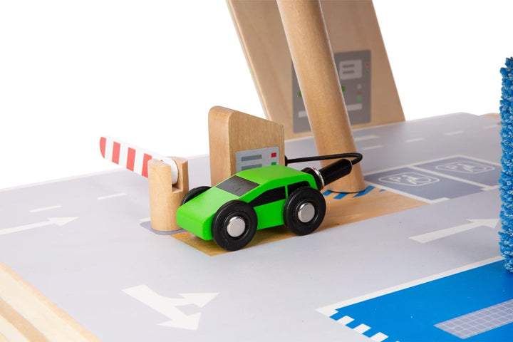 small foot Parkhaus Premium, über 3 Ebenen mit Rampe, Parkhaus für Kinder aus Holz, Rollenspielzeug,