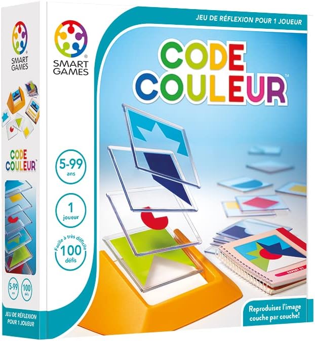 SmartGames - Farbcode – Denkspiel – Reproduzieren Sie das Bild Schicht für Schicht – Heft mit 100 He