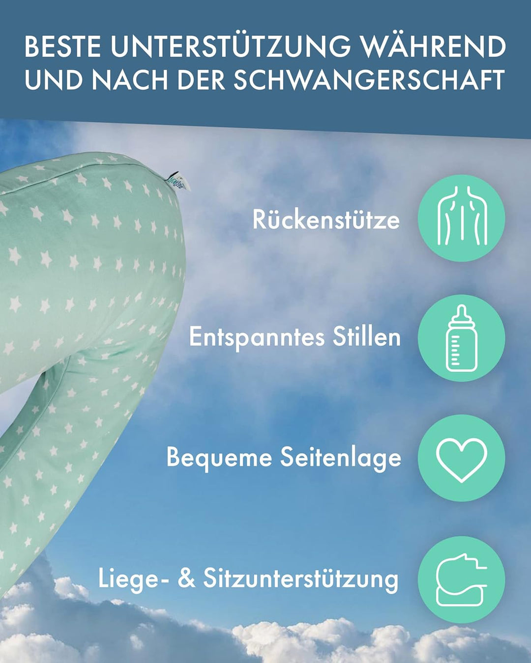 pic Bear Classic 190cm Stillkissen - hochwertiges Schwangerschaftskissen - anschmiegsames Lagerungsk