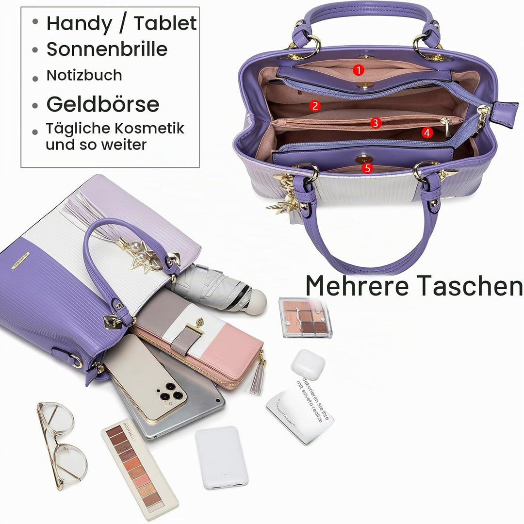 Pomelo Best Damen Handtasche mehrfarbig gestreift Umhängetasche in schöner Farbkombination mit mehre