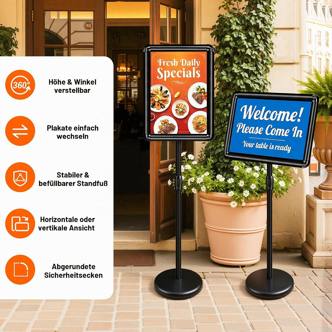 VAIIGO A3 Infoständer Höhenverstellbar Aluminium DIN A3 Plakatständer Informationsständer Präsentati