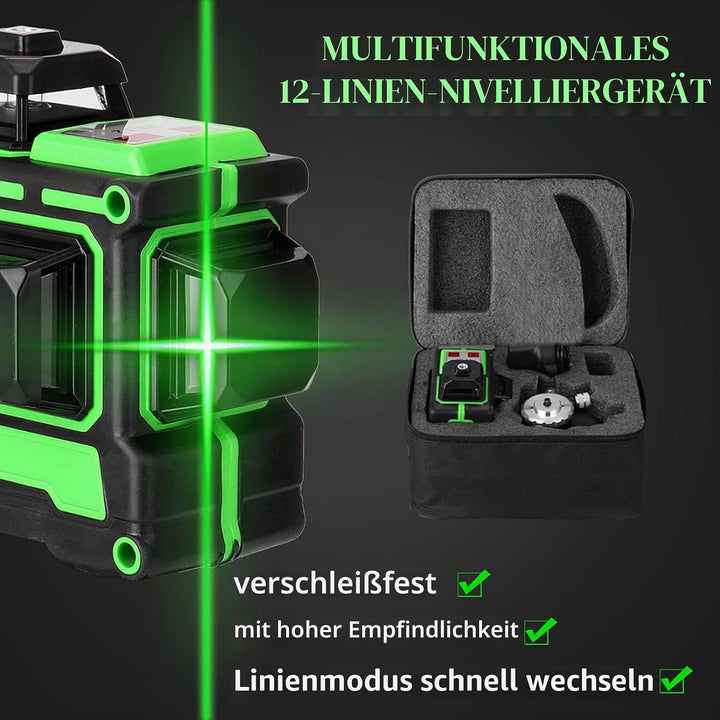 Weytoll Laser Kreuzlinienlaser Mit Stativ - 12 Linien, 4800mAh Selbstnivellierend, Drehbarer Sockel,
