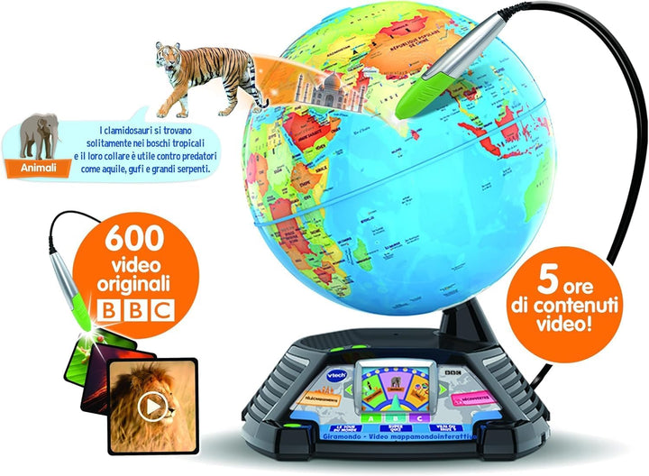 VTech Giramondo Interaktiver Videokarten, Weltkarte für Kinder, mit Touch-Stift und Bildschirm 2,7 Z