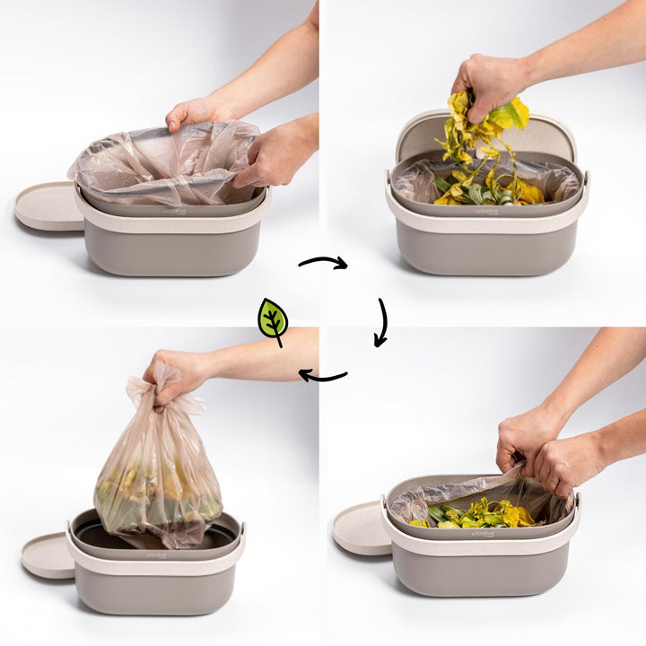 Urbalive Design Biomülleimer Küche 4L - Komposteimer Küche mit Deckel - Kleiner Mülleimer für alltäg