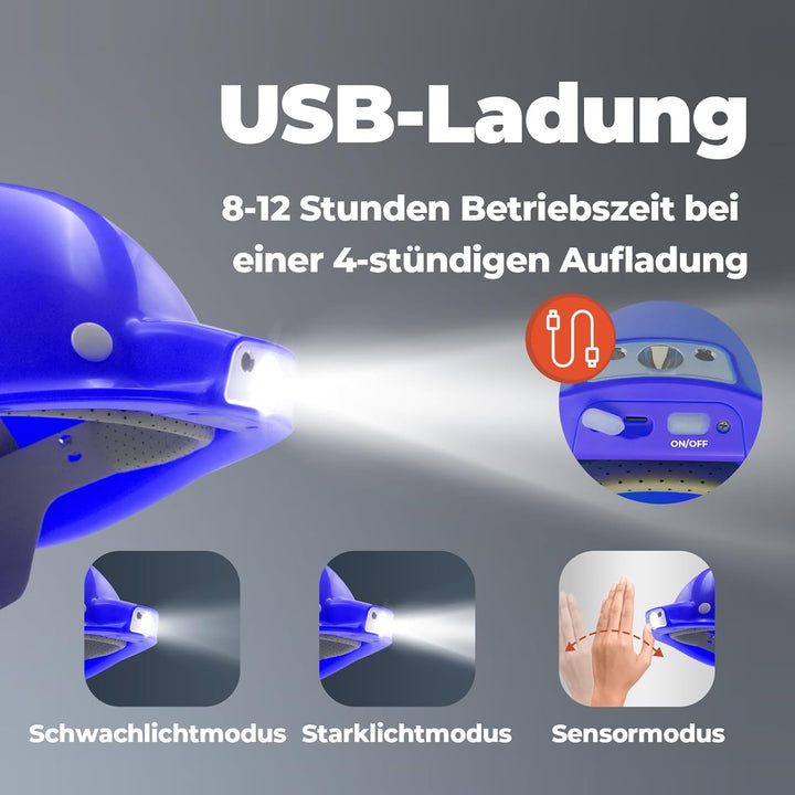 Bauhelm EN397, Mustbau Sicherheitsheilm, Arbeitshelm Schutzhelm für 53-65 cm Kopfumfang verstellbar,
