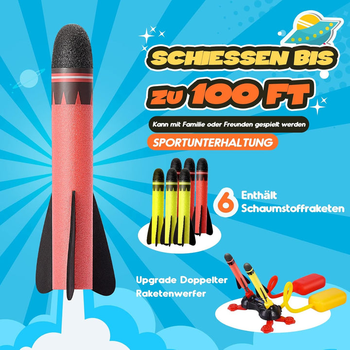 Rakete Luftdruck, Outdoor Spielzeug für Kinder - Geschenke für Jungen Mädchen Doppelt 6pcs, Doppelt