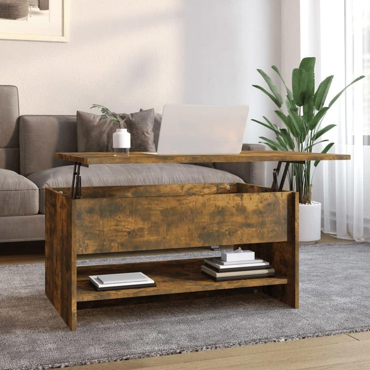WIFESE 80x50x40 cm Couchtisch Höhenverstellbar Beistelltisch Wohnzimmertisch Verstellbare Tischplatt