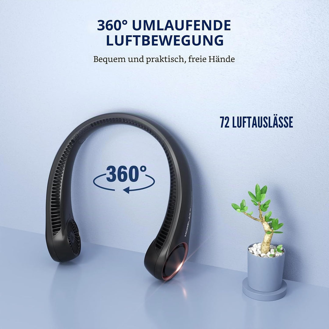 Morelax Tragbarer Hals Ventilator,4000 mAh Batteriebetriebener Tragbarer Persönlicher Ventilator,USB