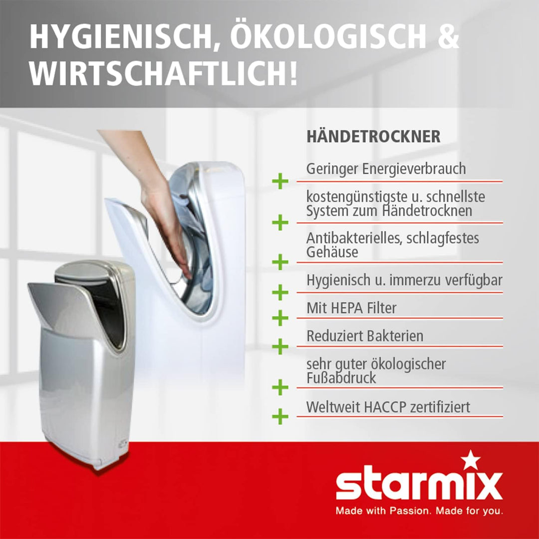 Starmix Comfort-Hand-Trockner TT 1800 E, komfortabler, langlebiger, moderner und leiser Händetrockne