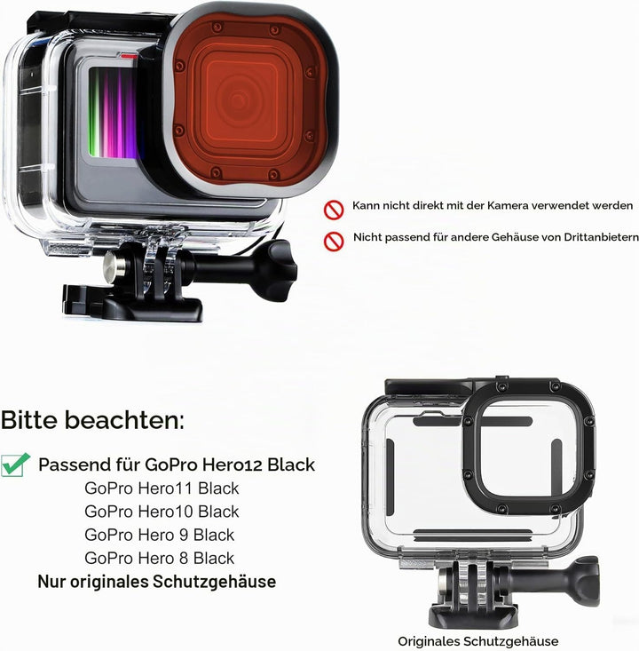 Monzi - 3er-Pack Tauchfilter Filter kompatibel mit wasserdichtem original Gehäuse für Go Pro Hero 12