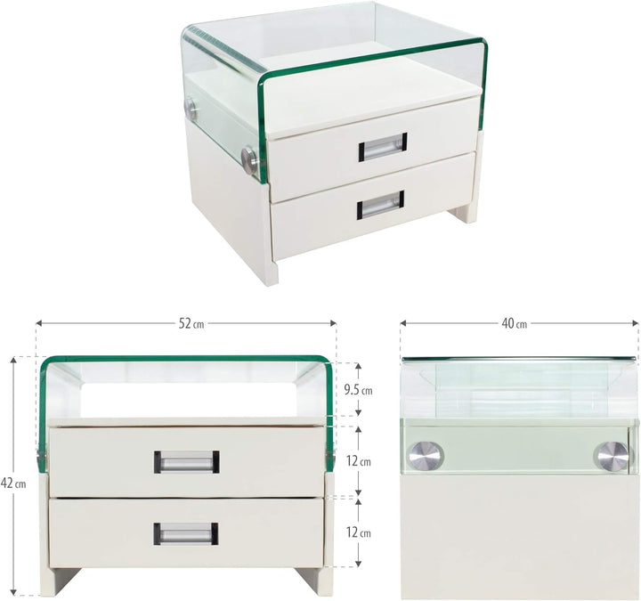 i-flair® - Nachttisch, Nachtkonsole aus hochwertigem Kunstleder - S69 Weiss, Weiss