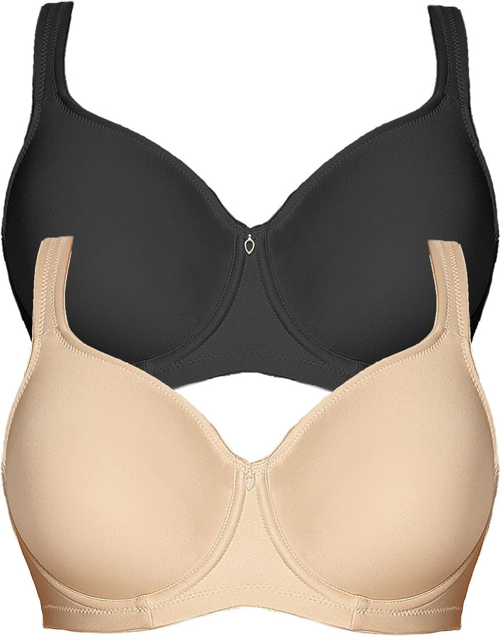 Viania 2er Pack Minimizer Bügel BH Basic 14586 75F Schwarz-silk, 75F Schwarz-silk