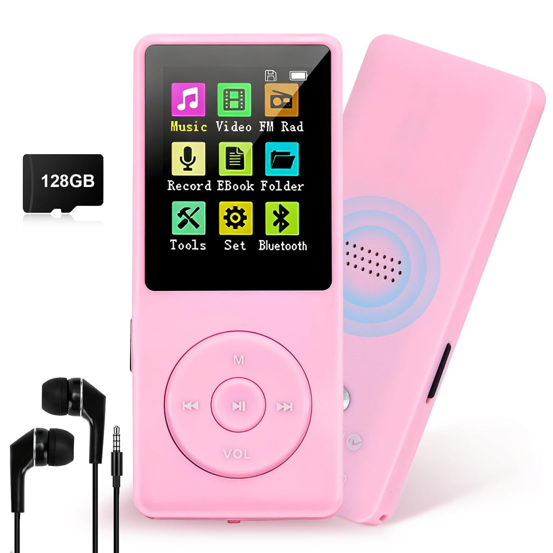 128 GB MP3-Player mit Bluetooth 5.0, COVVY Tragbarer digitaler Musikplayer mit integriertem HD-Lauts