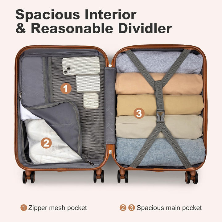 KONO Koffer Reisekoffer Trolley Kofferset 4 Teilig von ABS+PC Hartschalenkoffer mit TSA-Schloss, 4 R