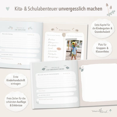 mintkind® "Meine Kindheit" Erinnerungsalbum Beige + Sticker Set I deine ersten 10 Jahre I Fotoalbum