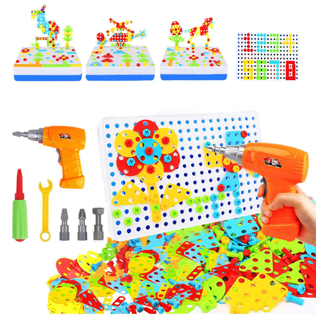 Werkzeugkoffer Schrauben Steckspiel Kinder Montessori Spielzeug mit Akkuschrauber Werkzeugkasten Boh