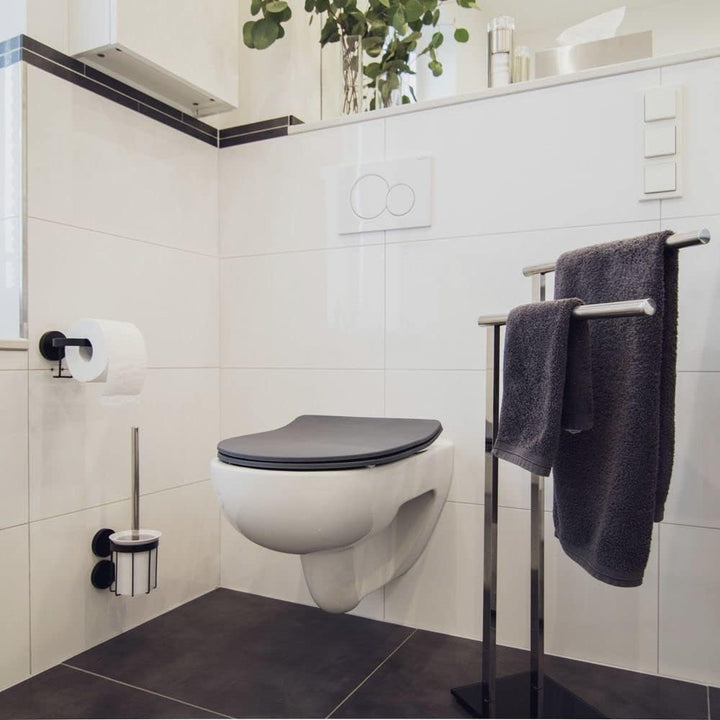 WENKO WC-Sitz Mod. Sedilo matt Grau, Flacher Toilettensitz mit Absenkautomatik, hygienischer WC-Deck