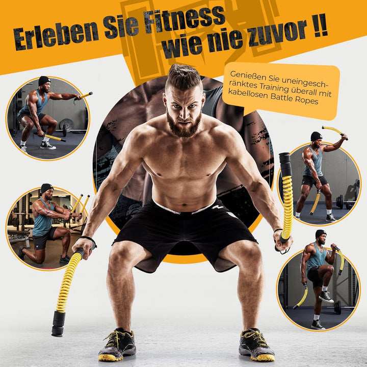 Battle Rope ohne Seil für das Heimtraining, Ropeless Battle Ropes mit 4 x 50 g Gegengewichten & Aufb