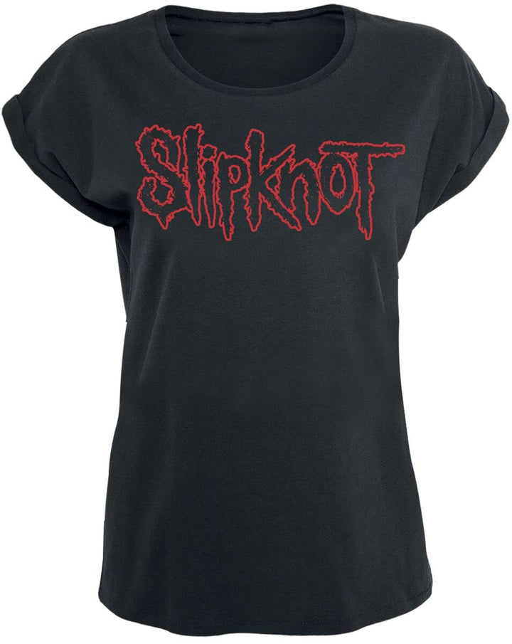 Slipknot Logo Frauen T-Shirt schwarz S 100% Baumwolle Band-Merch, Bands