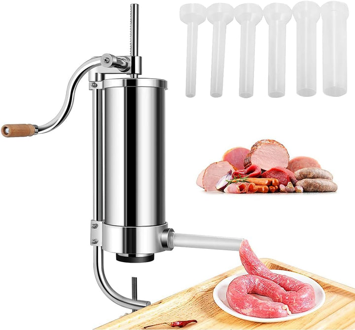 RELAX4LIFE Würstfüller manuell, Wurstspritze inkl. 6 Füllrohre, Wurstfüllmaschine aus Edelstahl & Al