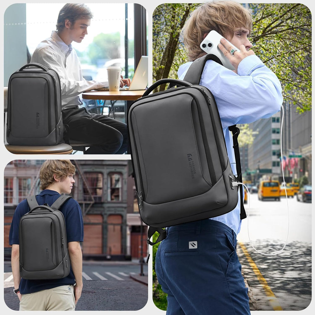 Laptop Business Rucksack Herren mit 17,3 Zoll laptopfach mit USB-Ladeanschluss Diebstahlsicher Handg