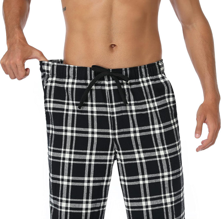 North Bund Schlafanzughose Herren, 100% Baumwolle Kariert Pyjamahose Dicke Flanell Schlafhose Weich