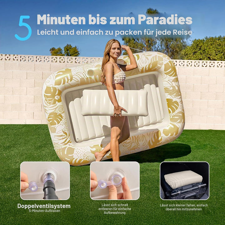 SLOOSH Aufblasbare Tanning Pool, 70" x 46"/ 85" x 57" Grosse aufblasbarer Luftmatratze für Erwachsen