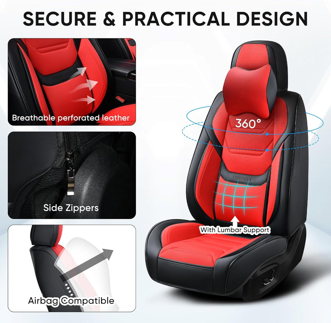 Komplettset Autositzbezüge aus atmungsaktivem Kunstleder Für Vorder- und Rücksitze inkl. Kopfstützen
