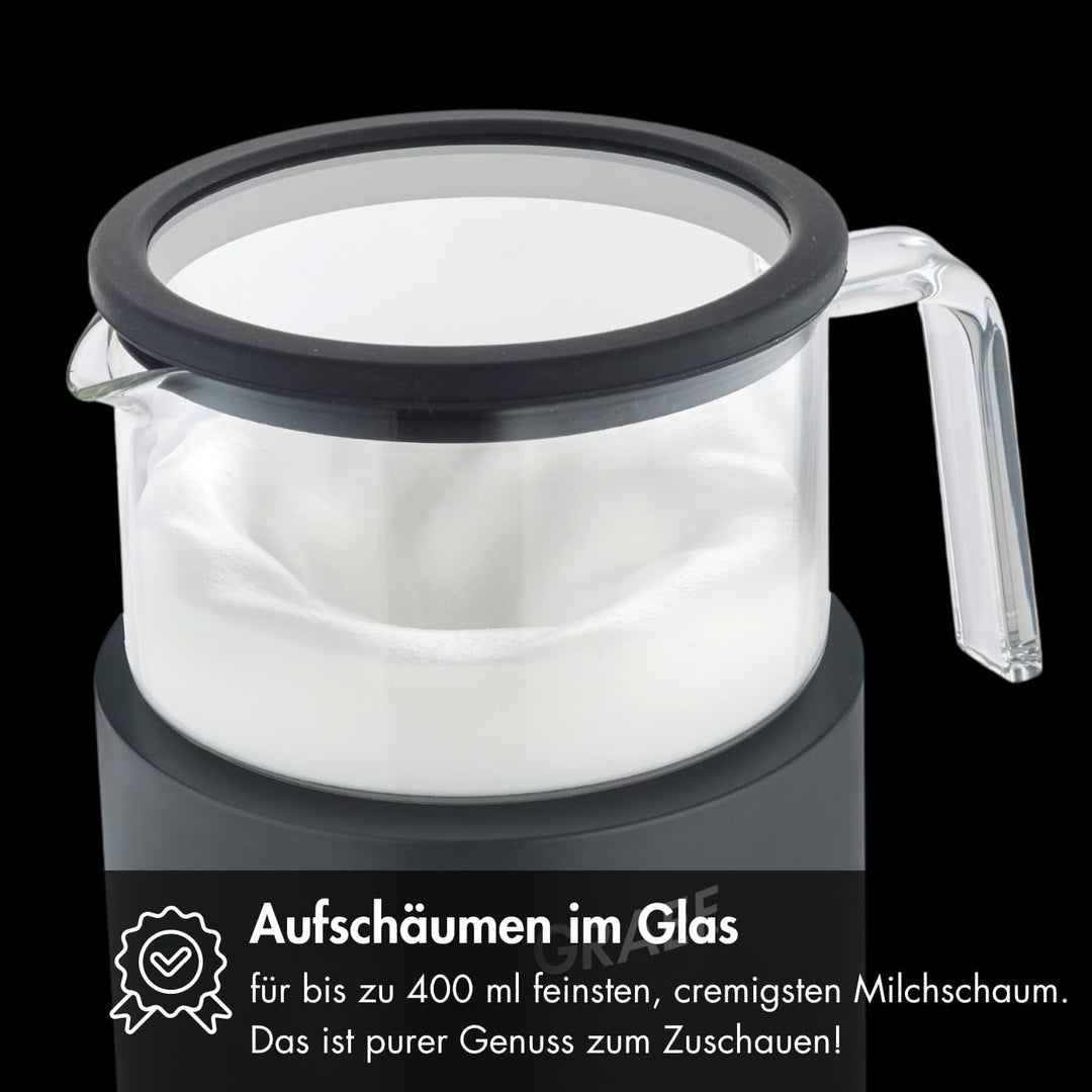 GRAEF Glas-Milchaufschäumer MS902, Induktion, 6 Automatik-Programme, Touch-Display, bis zu 400ml Mil