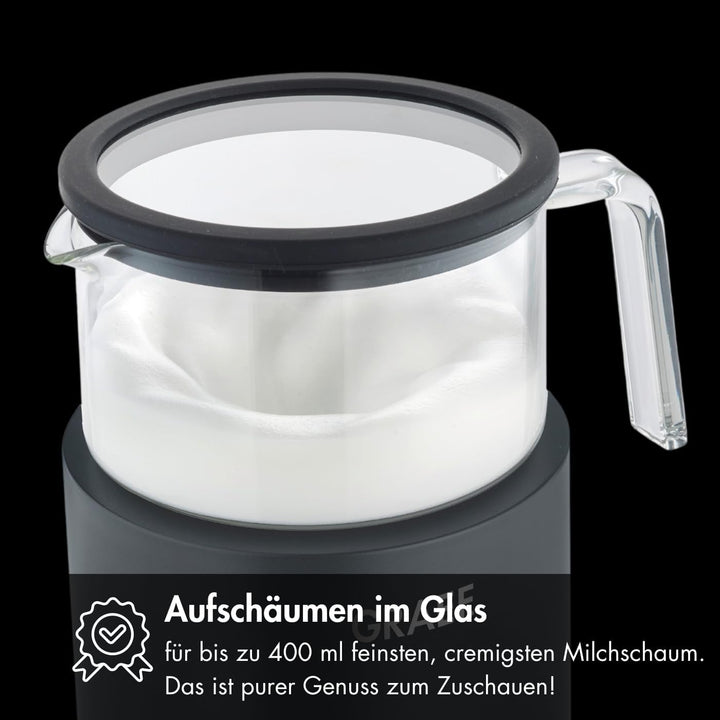 GRAEF Glas-Milchaufschäumer MS902, Induktion, 6 Automatik-Programme, Touch-Display, bis zu 400ml Mil