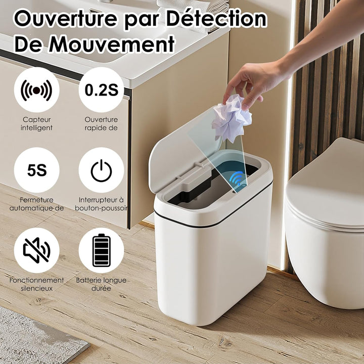 Sensor Mülleimer mit Sensor 15L Leise USB Elektrischer Mülleimer Sensors Wasserdicht Mülleimers Elek