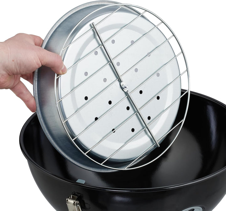 Relaxdays Kugelgrill, tragbar, Ø 37 cm, Picknickgrill für Garten & Park, Holzkohlegrill mit Deckel,