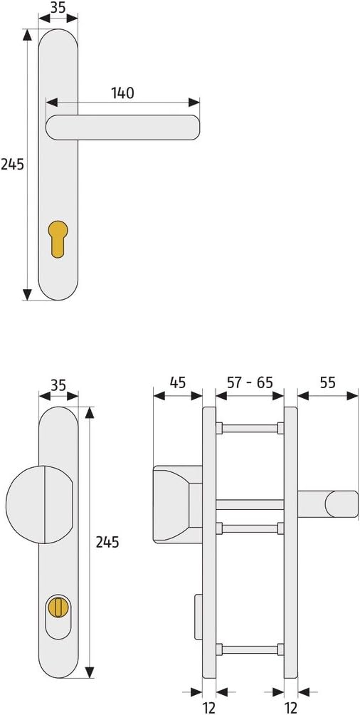 ABUS Tür-Schutzbeschlag SRG92 F1 aluminium mit Zylinderschutz 47956 F1 Aluminium Wechselgarnitur / m