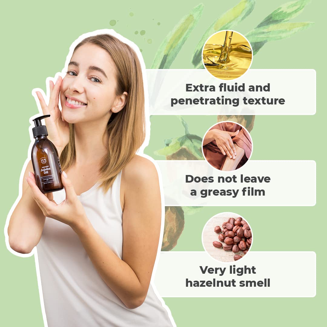 Bionoble Jojobaöl Bio 100ml & Rizinusöl Bio 100ml - Wimpern, Augenbrauen, Haare, Bart, Nägel - Vegan