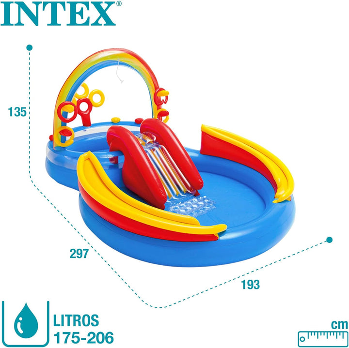 Intex Rainbow Ring Play Center - Kinder Aufstellpool - Planschbecken - 297 x 193 x 135 cm - Für 3+ J