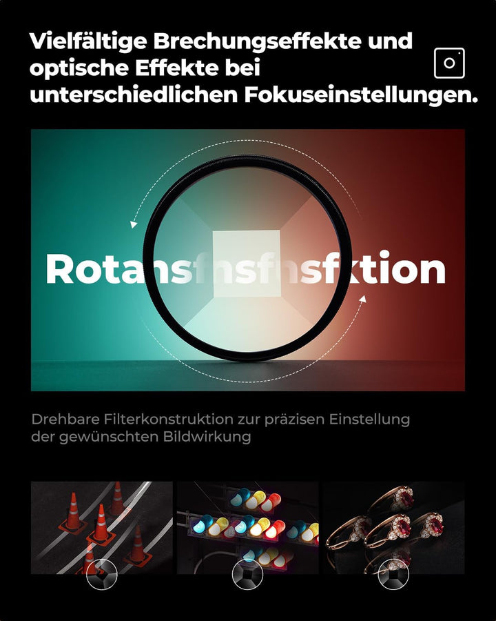 K&amp;F CONCEPT 77mm Kaleidoscope Prism Filter | Filter Prisma Zentrales Pentaprisma Spezialeffekt Optis