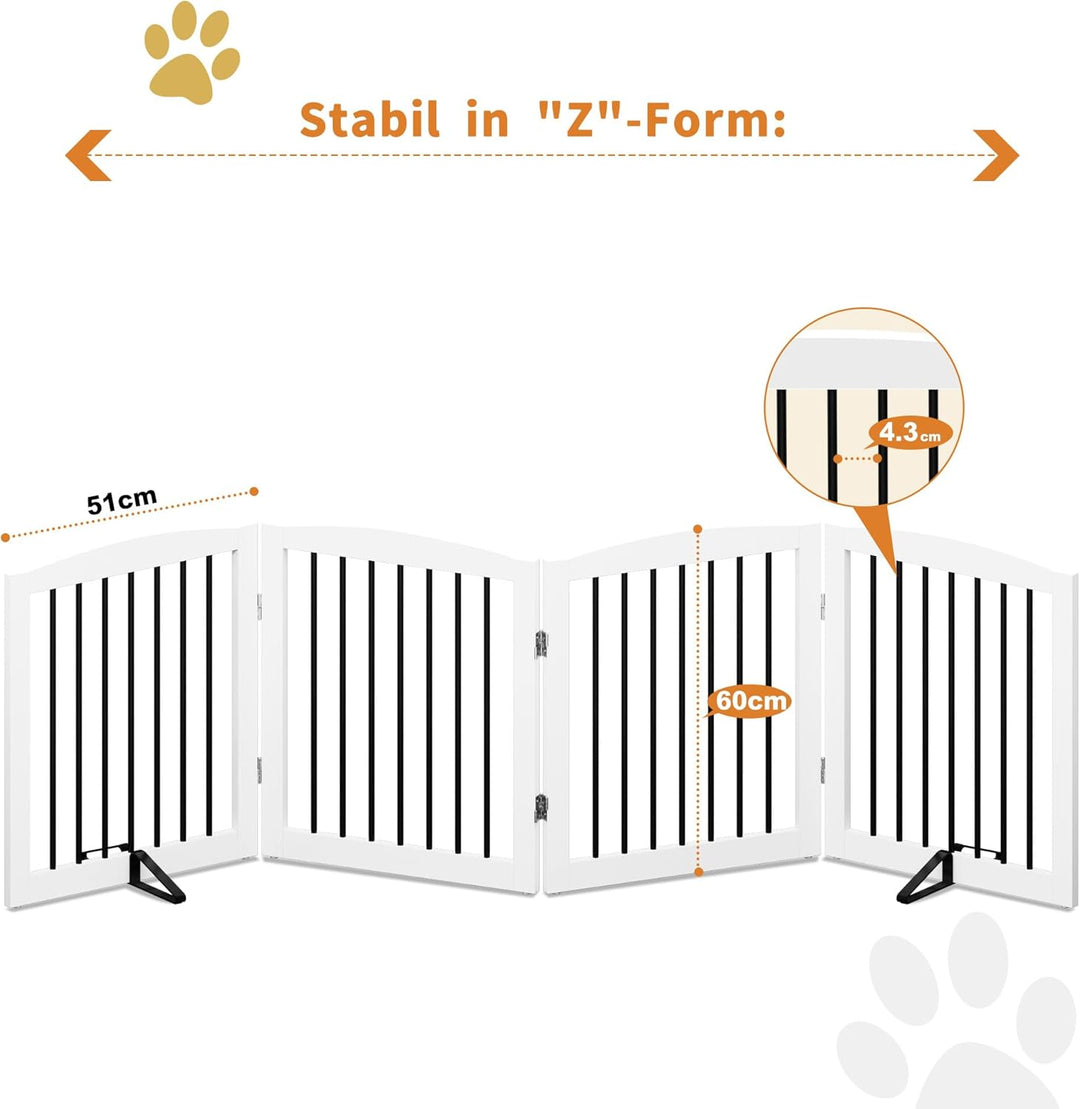 Absperrgitter Hund,Hundegitter für Wohnung Garten ohne Bohren aus Metal Holz,Freistehendes Hundeabsp