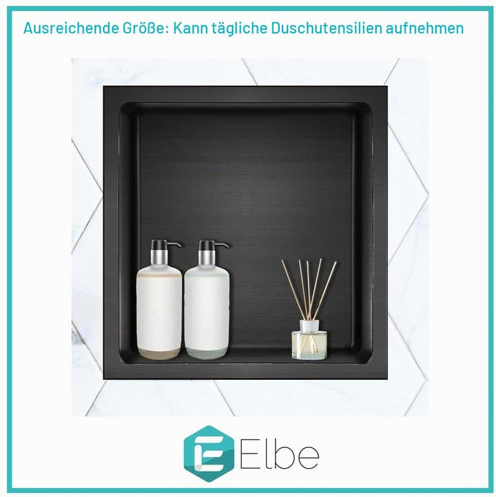 Elbe Edelstahl Duschnische Mattschwarz 304 Edelstahl Wandnische 30 x 30 x 10 cm wandeingefügte Nisch