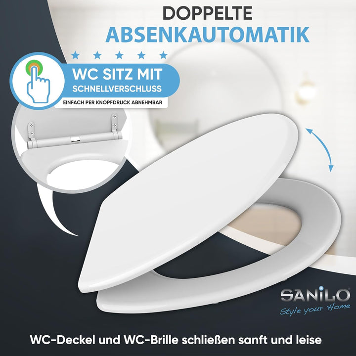 Sanilo WC-Sitz mit Absenkautomatik I Hochwertiger Toilettensitz aus Holz I Toilettendeckel in versch