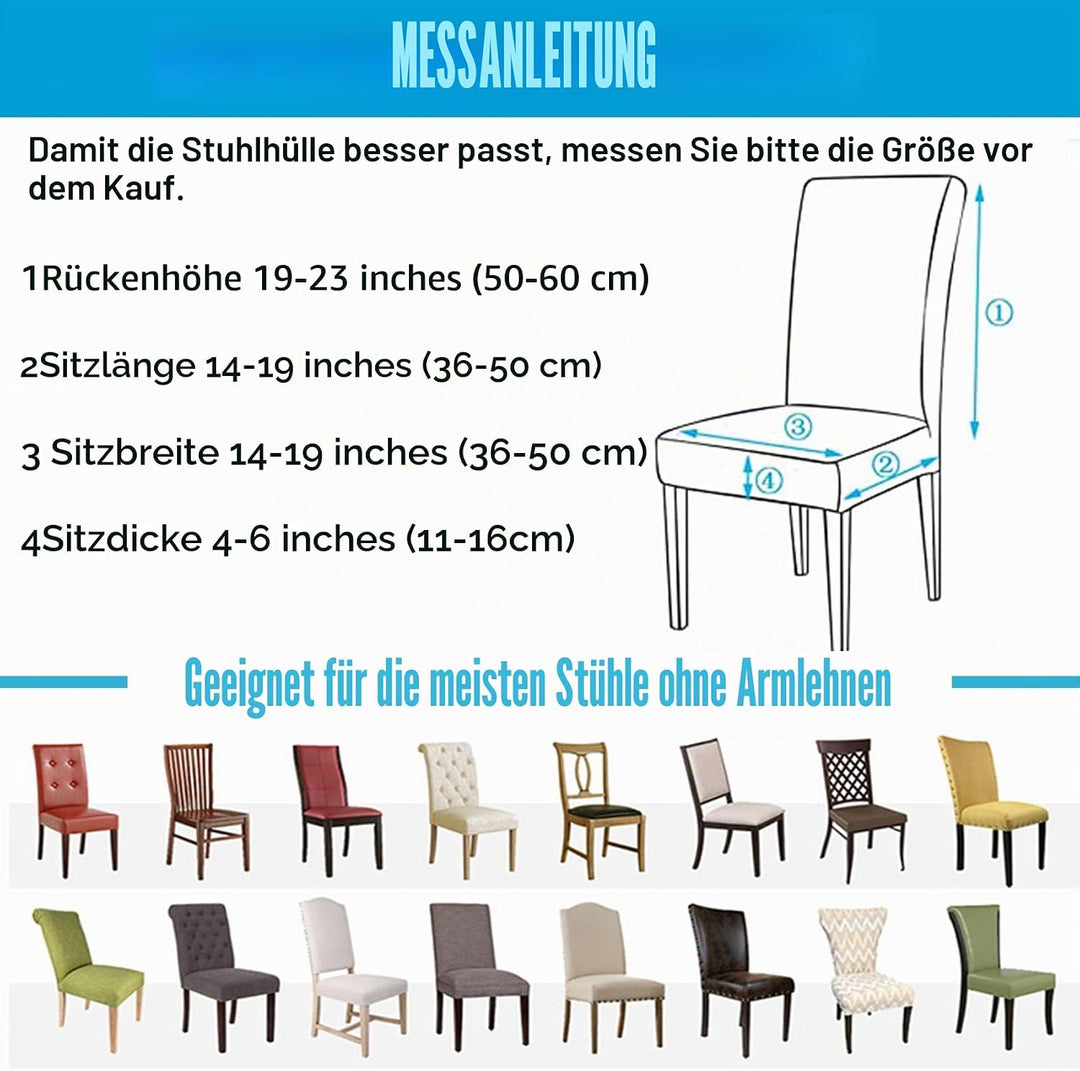 HZDHCLH Stuhlhussen 6er Set Stuhlbezüge Stretch abnehmbar, waschbar, Esszimmerstuhl-Schutzsitz für H