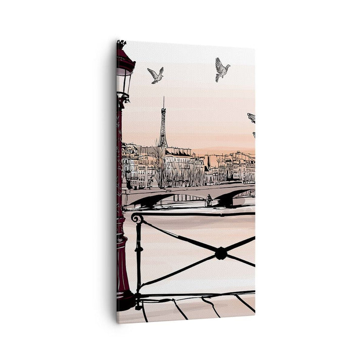 Bilder auf Leinwand 55x100cm Leinwandbild mit Rahmen frankreich Taube Grafiken Illustration Gross Wa